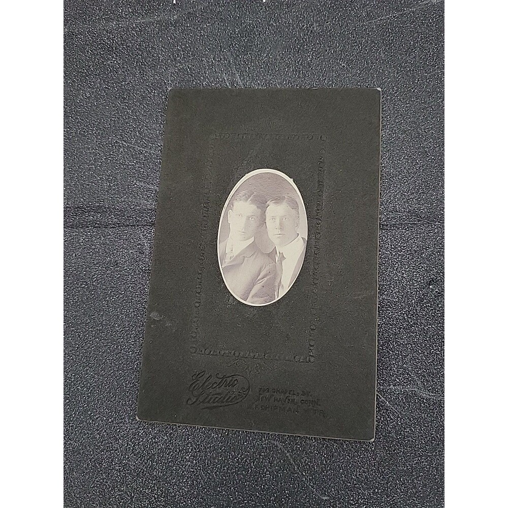 Antique Vintage Photograph Men Brothers Couple Suit Oval Handsome New Haven CONN